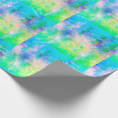 Papier Cadeau Bleu Blanc Vert Fractal Flocon de neige Noël (Coin)