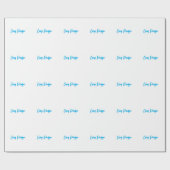 Papier Cadeau Bleu Blanc Votre Nom Calligraphie Unique Minimalis (Plat)