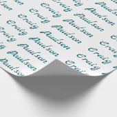 Papier Cadeau Bleu Blanc Votre Nom Unique Spécial Minimaliste (Coin)