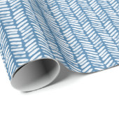 Papier Cadeau Bleu blanc zigzag rayures d'été Art (Coin rond)