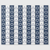 Papier Cadeau Bleu Blancs Cercle Triangle géométrique (Plat)