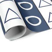 Papier Cadeau Bleu Blancs Cercle Triangle géométrique (Coin rond)