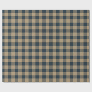 Papier Cadeau Bleu Bleu Boeuf Buffle Plaid Festive Vérifié