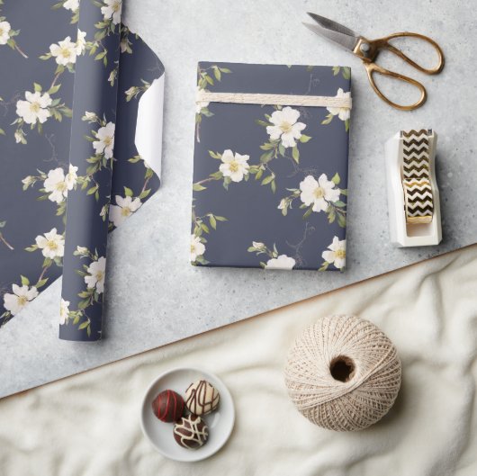 Papier Cadeau Bleu bleu floral (Artisanat)