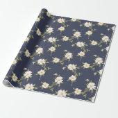 Papier Cadeau Bleu bleu floral (Déroulé)
