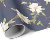 Papier Cadeau Bleu bleu floral (Coin rond)