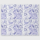 Papier Cadeau Bleu Bleu Lapin Lapin Oiseaux de lapin Dedham Pâqu (Plat)