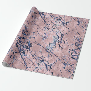 Papier Cadeau Bleu bleu marine rose