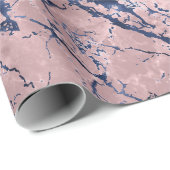 Papier Cadeau Bleu bleu marine rose (Coin rond)