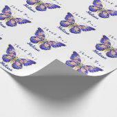Papier Cadeau Bleu bleu rose or papillon Merci Floral (Coin)