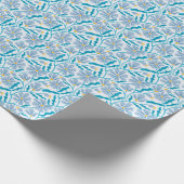 Papier Cadeau Bleu Boho Moyenne Siècle Moderne Flore Modèle (Coin)