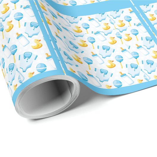 Papier Cadeau Bleu Boy en caoutchouc (Coin rond)