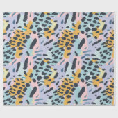 Papier Cadeau Bleu Bronze Pastel Leopard Spots (Plat)