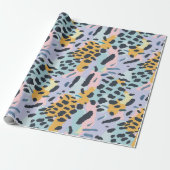 Papier Cadeau Bleu Bronze Pastel Leopard Spots (Déroulé)