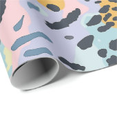 Papier Cadeau Bleu Bronze Pastel Leopard Spots (Coin rond)