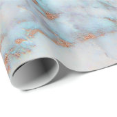 Papier Cadeau Bleu Brown Et Marbre blanc (Coin rond)