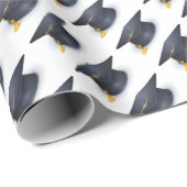 Papier Cadeau Bleu Cap de graduation (Coin rond)