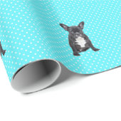 Papier Cadeau Bleu Chien à Chien à Chien Bleu Pois mignon (Coin rond)