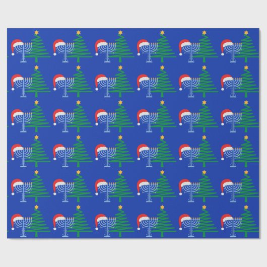 Papier Cadeau Bleu Chrismukkah Envelopper papier rouleau (Plat)