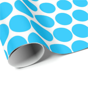 Papier Cadeau Bleu Ciel À Pois Moderne Blanc