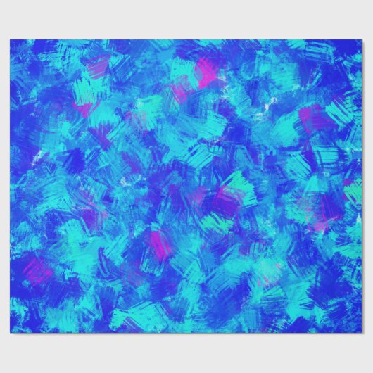 Papier Cadeau Bleu clair Abstrait Brush Strokes Design (Plat)