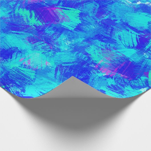 Papier Cadeau Bleu clair Abstrait Brush Strokes Design (Coin)