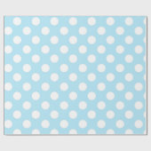 Papier Cadeau Bleu clair bébé et pois blancs (Plat)