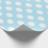 Papier Cadeau Bleu clair bébé et pois blancs (Coin)