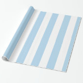 Papier Cadeau Bleu Clair Blanc Motif à Rayures Extra Large (Déroulé)