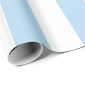 Papier Cadeau Bleu Clair Blanc Motif à Rayures Extra Large (Coin rond)