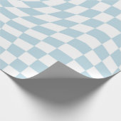 Papier Cadeau Bleu clair blanc rétro Chèques déformés À damiers (Coin)