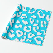 Papier Cadeau Bleu clair Empreinte de léopard blanc (Déroulé)
