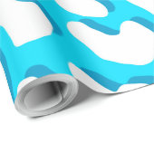 Papier Cadeau Bleu clair Empreinte de léopard blanc (Coin rond)