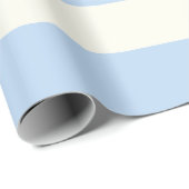 Papier Cadeau Bleu clair et rayures crémeuses (Coin rond)