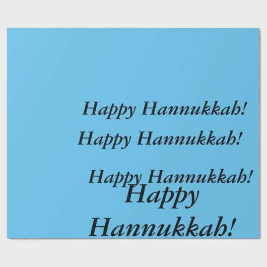 Papier Cadeau bleu clair Happy Hannukkah cadeau envelopper juste (Plat)