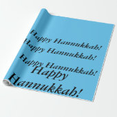 Papier Cadeau bleu clair Happy Hannukkah cadeau envelopper juste (Déroulé)