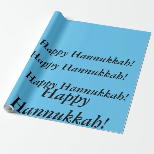 Papier Cadeau bleu clair Happy Hannukkah cadeau envelopper juste (Déroulé)