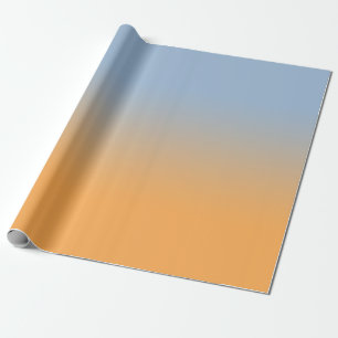 Papier Cadeau Bleu clair minimal à Ombré orange