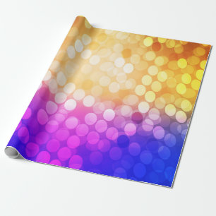 Papier Cadeau Bleu clair, motif jaune avec sphères. Brouillé b