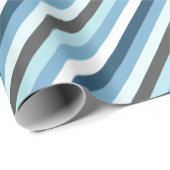 Papier Cadeau Bleu clair Oblique Stripes Moderne tendance (Coin rond)