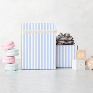 Papier Cadeau Bleu Clair & Rayures Blanches