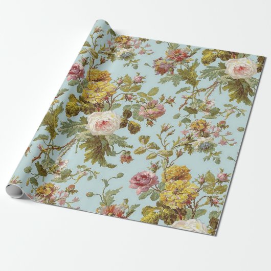 Papier Cadeau Bleu clair rose (Déroulé)