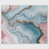 Papier Cadeau Bleu clair rose or Agitation marbre Design moderne (Plat)