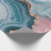 Papier Cadeau Bleu clair rose or Agitation marbre Design moderne (Coin)