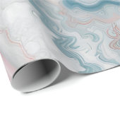 Papier Cadeau Bleu clair rose or Agitation marbre Design moderne (Coin rond)