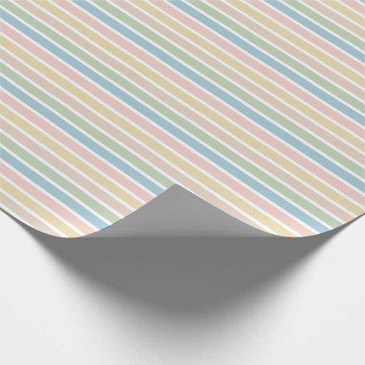 Papier Cadeau Bleu clair Vert Doux Bleu Motif rayures roses (Coin)