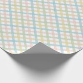 Papier Cadeau Bleu clair Vert Doux Clouet rose Plaid Motif (Coin)