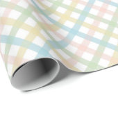 Papier Cadeau Bleu clair Vert Doux Clouet rose Plaid Motif (Coin rond)