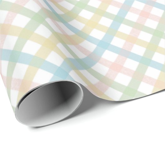 Papier Cadeau Bleu clair Vert Doux Clouet rose Plaid Motif (Coin rond)