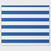 Papier Cadeau Bleu cobalt blanc rayé horizontal large (Plat)